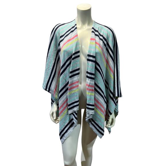 Talbots Striped Cape Poncho – One Size, Classic Cozy Layer - Picture 8 of 11